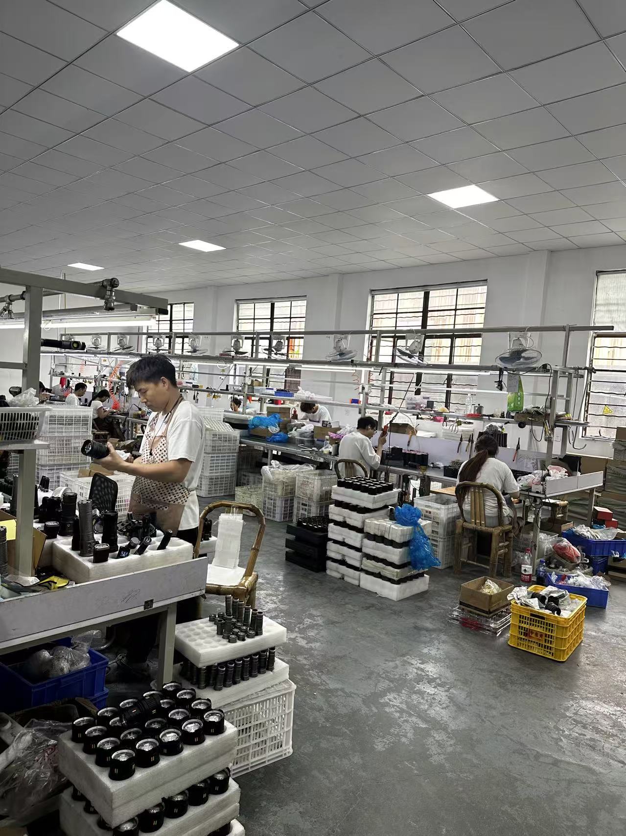 Flashlight assembly line at Ningbo Xinjue Electric factory